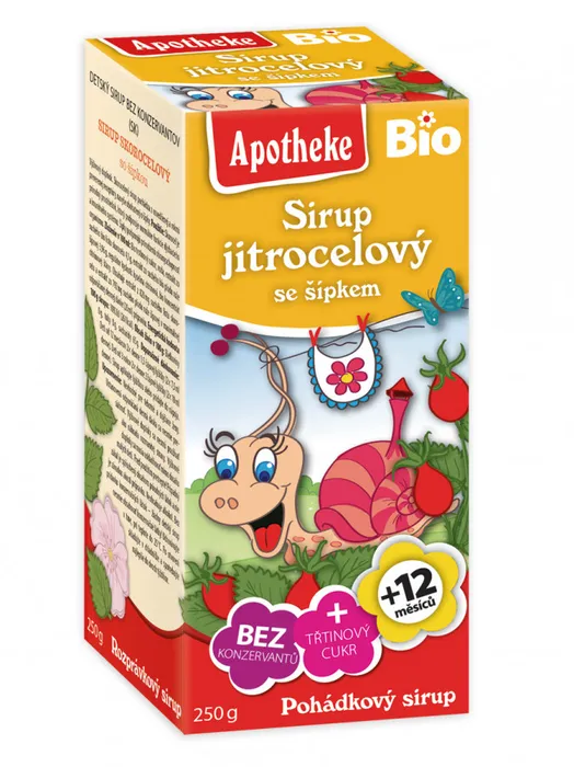 Apotheke Pohádkový sirup Jitrocelový se šípkem 250 g BIO